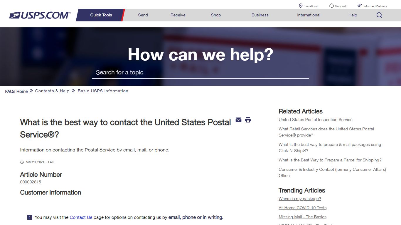 What is the best way to contact the United States Postal Service®? - USPS